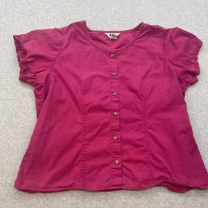 REI Shirt Womens XL Pink Collared Short Sleeve Button Down Hiking Outdoors